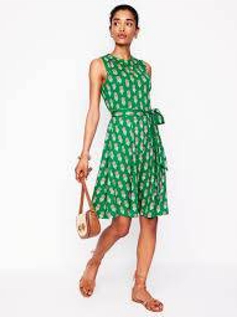 Boden Green Floral Sleeveless Mini Dress
